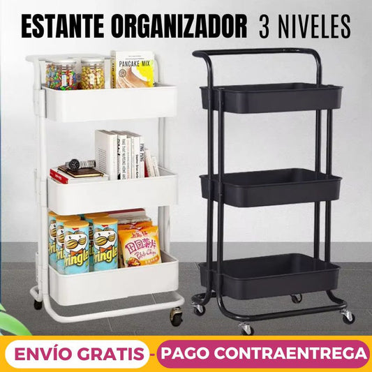 SpaceRoller, Carrito Organizador 3 Niveles – Maximiza Espacio en Cocina, Baño u Oficina con Movilidad Total